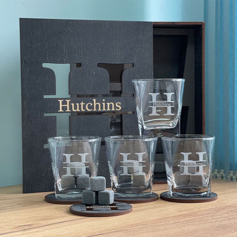 Personalized Whiskey Glasses Set, Whiskey Drinking Glasses Gift, Father's Day, For Dad & Grandpa