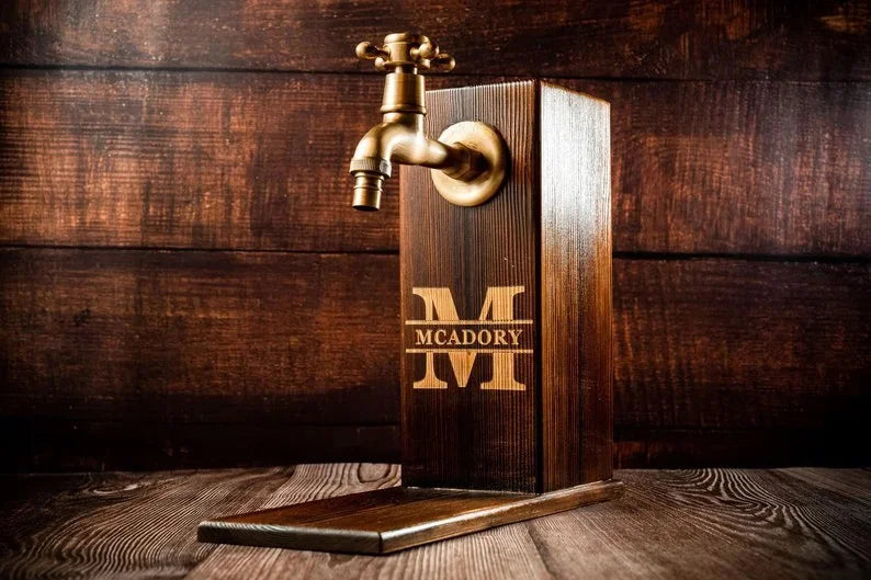Personalized Wooden Whiskey Dispenser - Engraved Liquor Dispenser; Per ...
